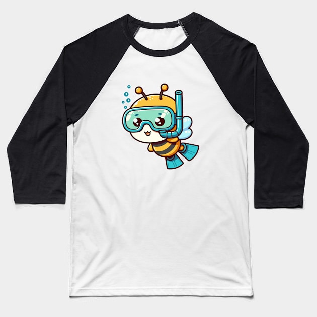 Cute bee Snorkeling Baseball T-Shirt by fikriamrullah